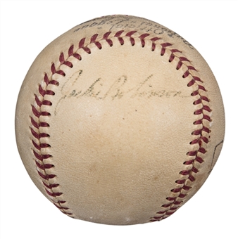 Jackie Robinson Multi Signed ONL Giles Baseball With 2 Other Signatures Including Westrum and Hearn (Beckett)